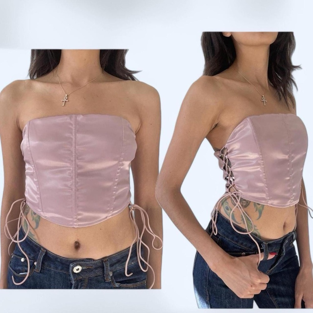 OHS Satin Lace-Up Corset Top ✨